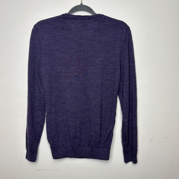 Hugo Boss Slim Fit Crewneck Cozy Knit Purple Sweater 100% Virgin Wool Size L - Picture 4 of 12
